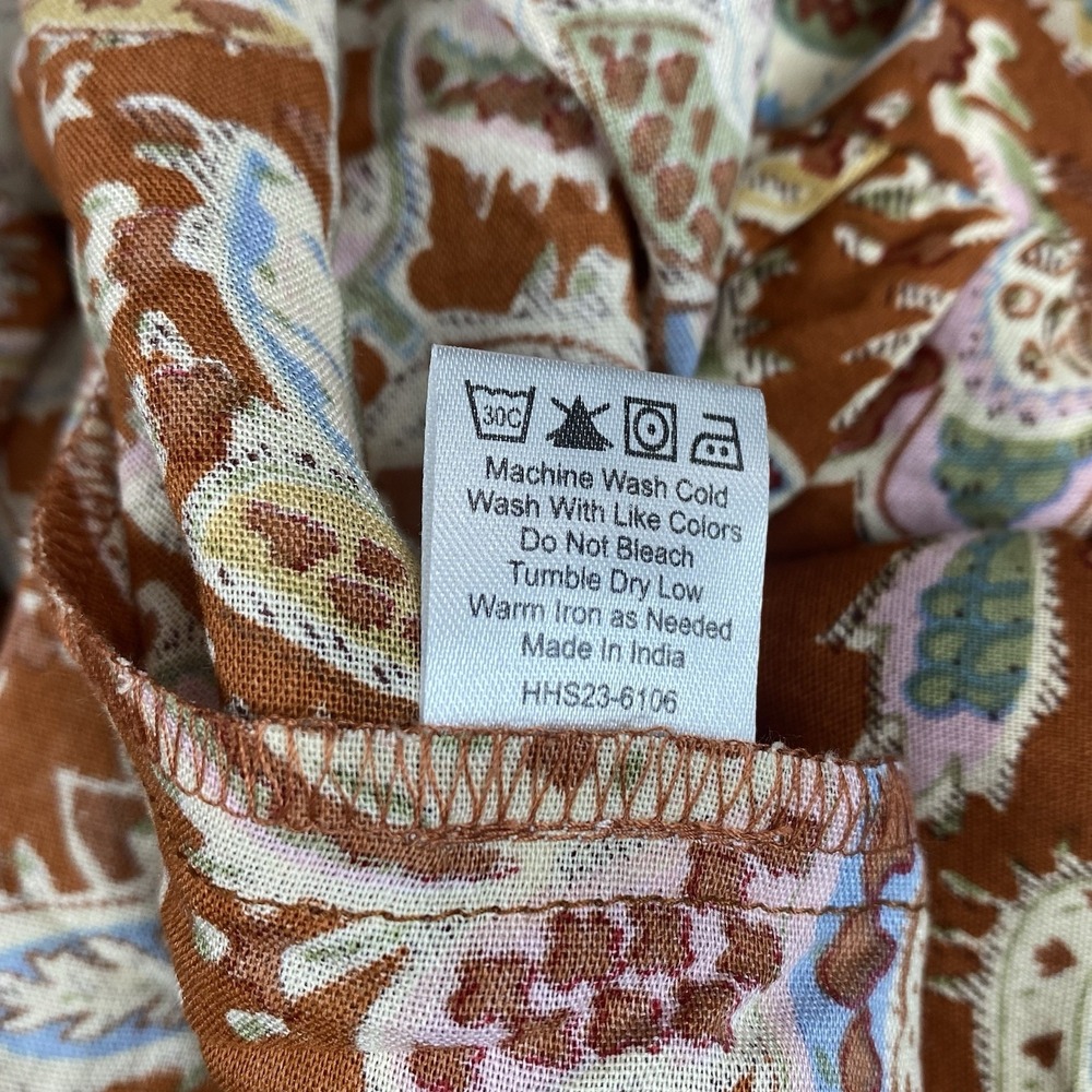 House Of Harlow Women's Maxi Tiered Ruffle Dress Sz M Rust Floral Flutter Sleeve - Picture 11 of 13